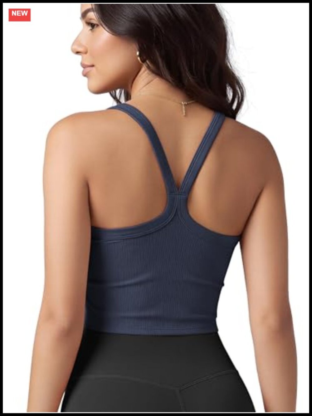 Seamless Ribbed Crop Cami Tank Scoop Neck Racerback Cropped Top